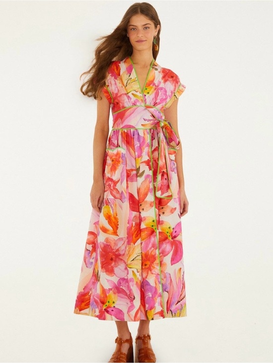 Dresses & Skirts - Farm Rio Multicolor Artsy Flora Belted
Maxi Dress. Medium. NWT.